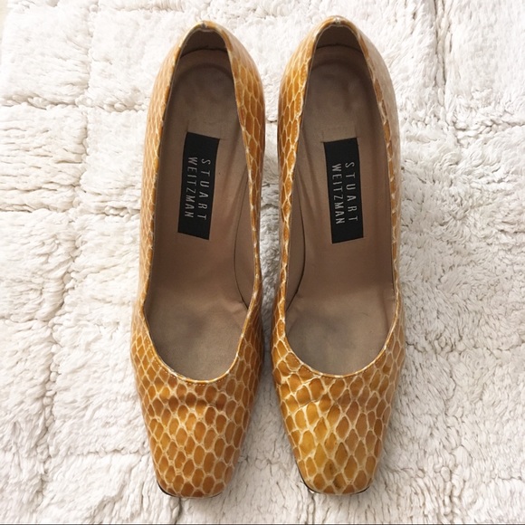 Stuart Weitzman Shoes - Stuart Weitzman Vintage Pumps Yellow Snake Heels